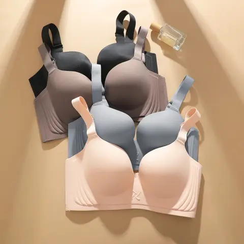 여성용 매끄러운 대형 속옷 브래지어 부드러운 얼굴 솔리드 컬러 얇은 스타일 여성용 브래지어 수집 및 조정 34-44