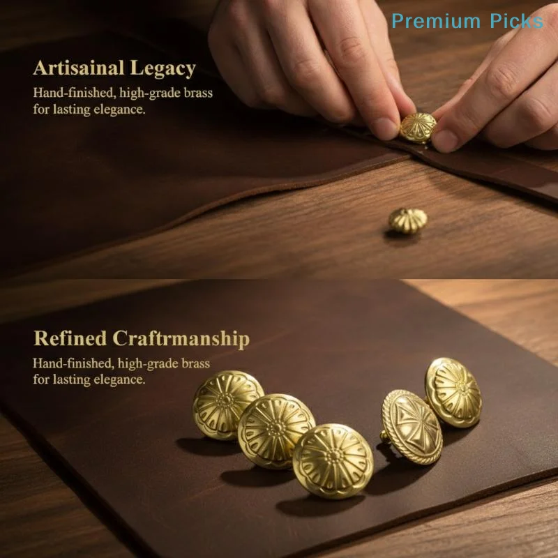 portableBrass Leather Decorative Chrysanthemum Studs Premium Wallet Buckle Rivets for DIY Handmade Leather Goods Accessories