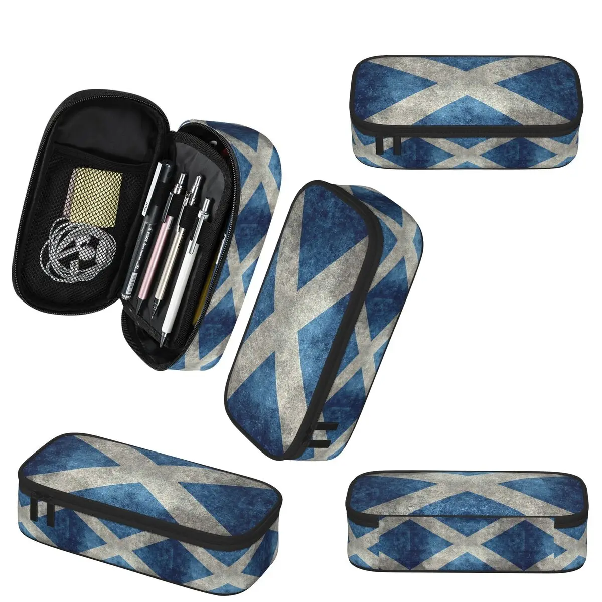 Flag Of Scotland - Grungy Vintage Version Pencil Cases Pen Holder Storage Stationery Supplies Large Capacity Pen Box Pencil Bag