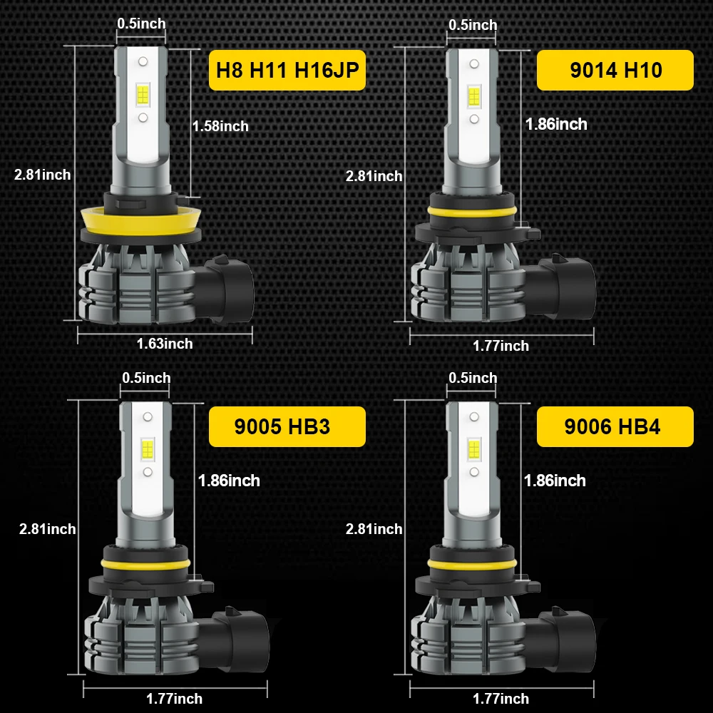 BMTxms 2 Stuks 60W 12000LM Canbus H8 H11 9005 9006 Auto Led Licht Mistlamp H9 HB3 HB4 9145 H10 Led Mistlamp 6000K 3000K 12V Diode