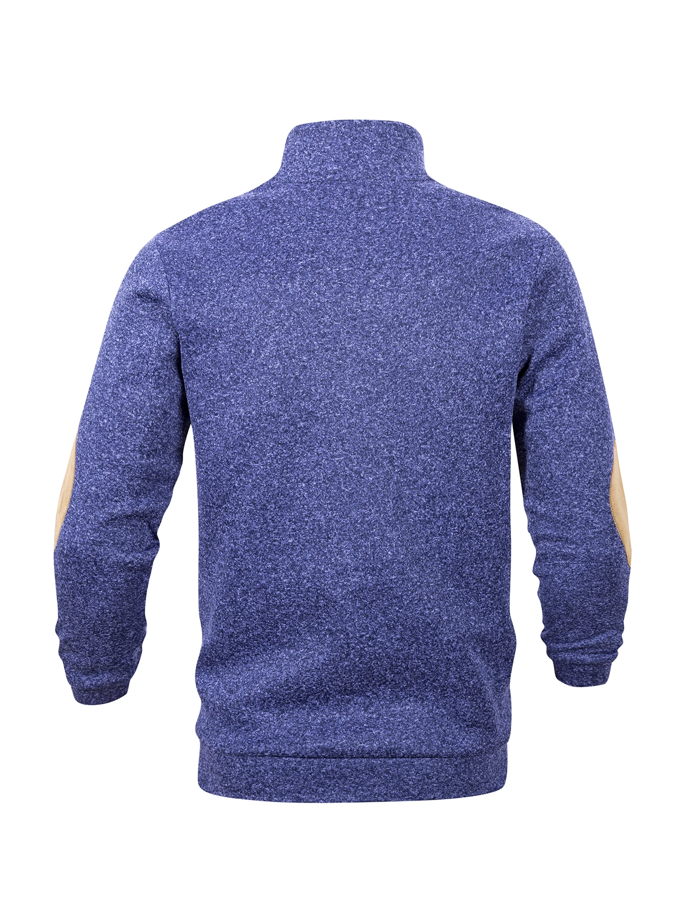 Men Stand Collar Henley Pullover Sweatshirt Button Placket Elbow Patches Long Sleeve Ribbed Cuffs Hem Retro Casual Tops