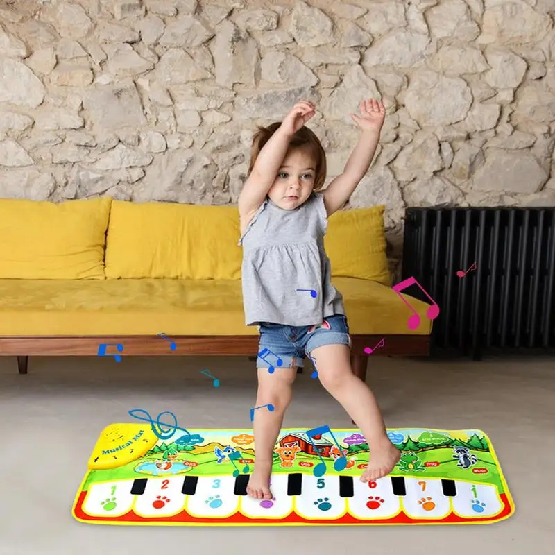 Kids Piano Mat Kids Musical Piano Mat Duet Keyboard Play Mat Floor Piano With Instrument Sound Dance Pad Musical Educatinal Toys