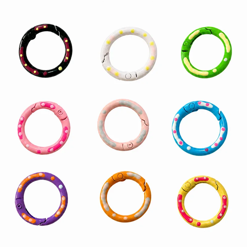 10 Stück mehrfarbige runde Metall-Federhaken, Haken für Hundekette, DIY-Karabiner, Schlüsselanhänger, Schmuckverschluss, Verbindungselemente – Detail 2
