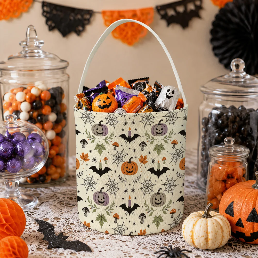 Pumpkin spider web Halloween Sweet Treat Basket Favor Bucket Sack Candy Pail Sack Candy Sack Bucket Party Sack