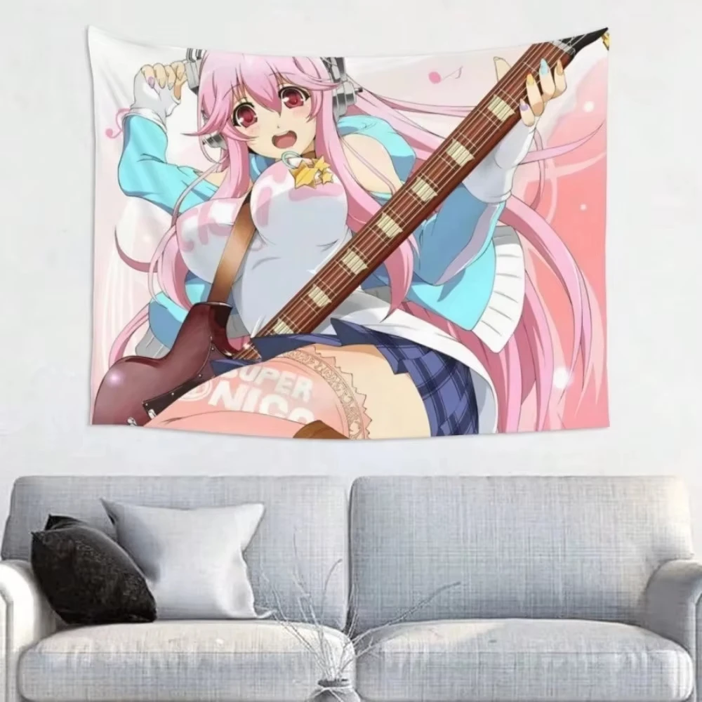 Best Seller Super Sonico Tapestry, Instagram Kawaii Anime Blanket for Wall Hanging & Bed Sofa Decor