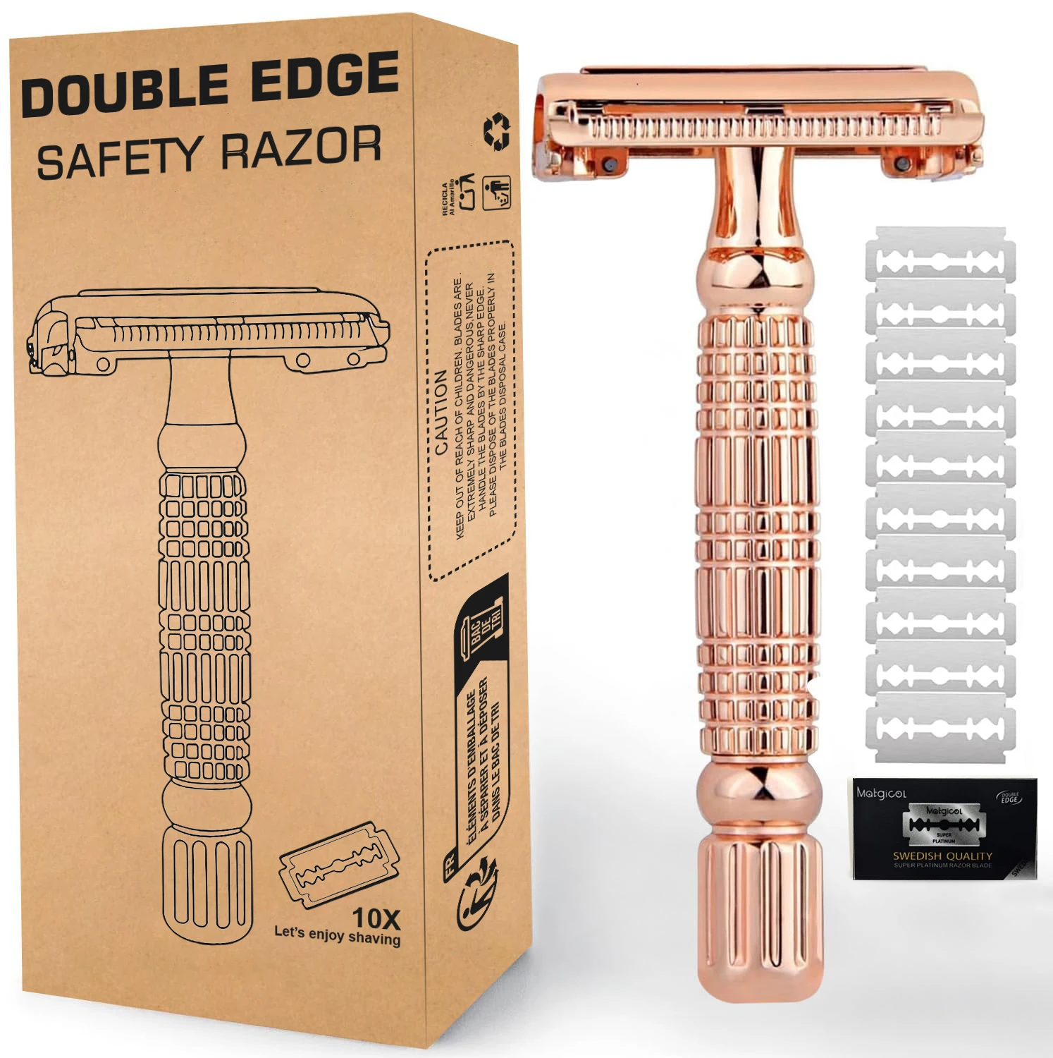 

Металлическая безопасная бритва Butterfly Open TTO с двойной кромкой, набор для влажного бритья для мужчин и женщин с 10-мя лезвиями