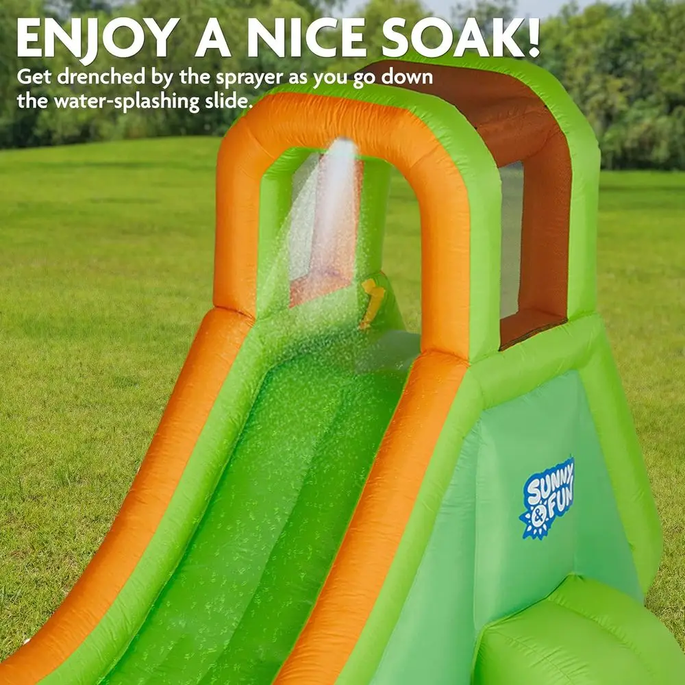Iatable Single Ring Water Slide Park – Heavy-Duty for Outdoor Fun - Climbing Wall, Slide & Deep Pool – Easy to Set U