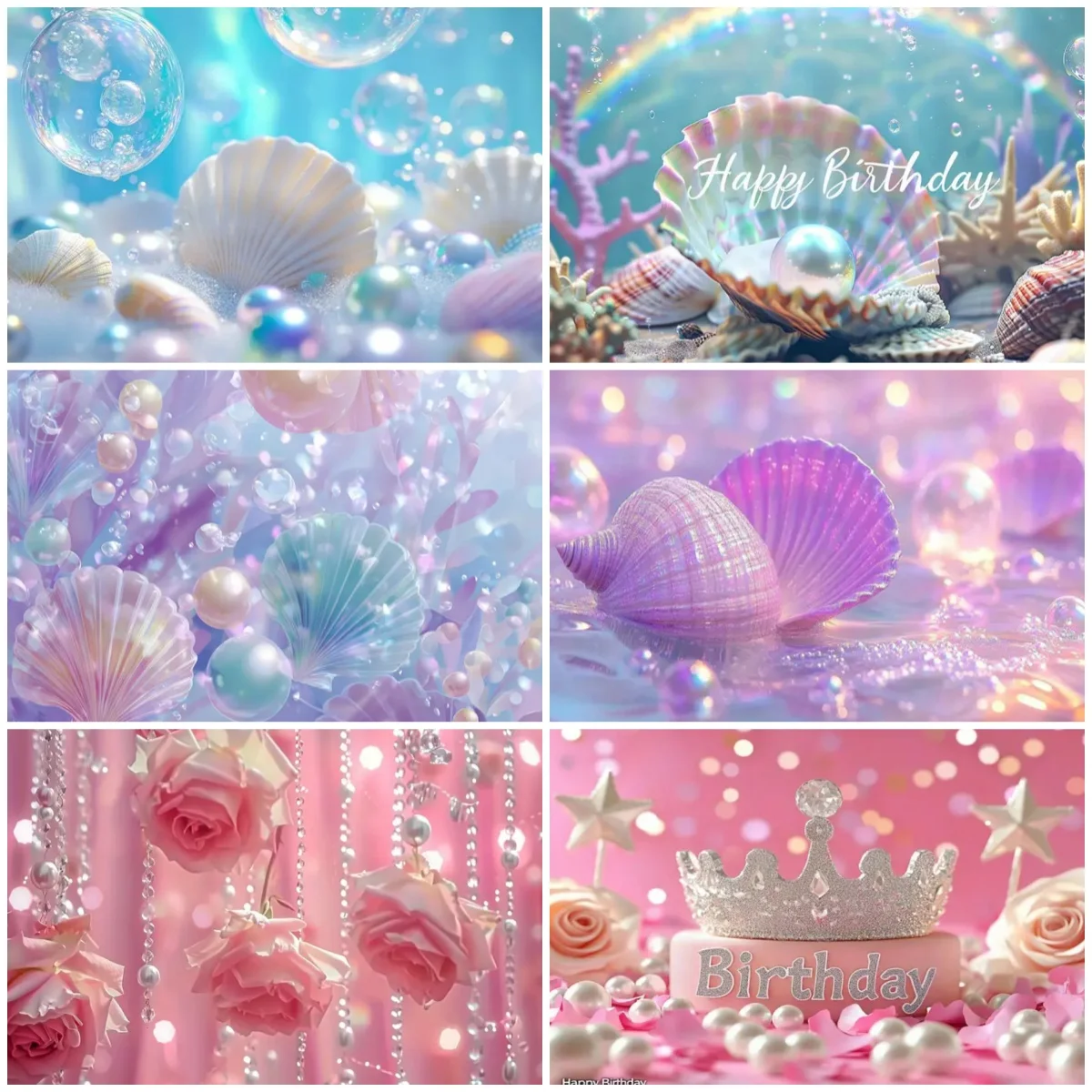

Underwater World Bright And Glossy Pearls Party Decor Backdrop Beautiful Seashells Birthday Photography Background Prop Supplies