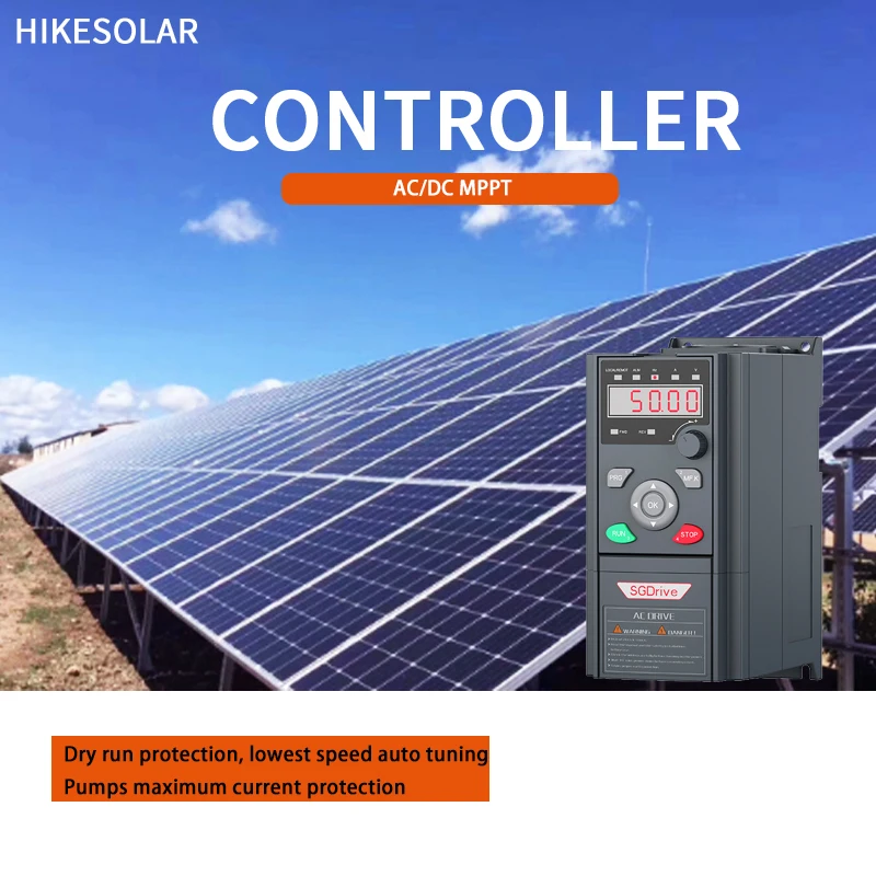 Hyrid AC MPPT Solar Pump Controller DC 15HP 11KW Water Application Irrigation S/S Impeller Bore Hole High Pressure Outlet 4