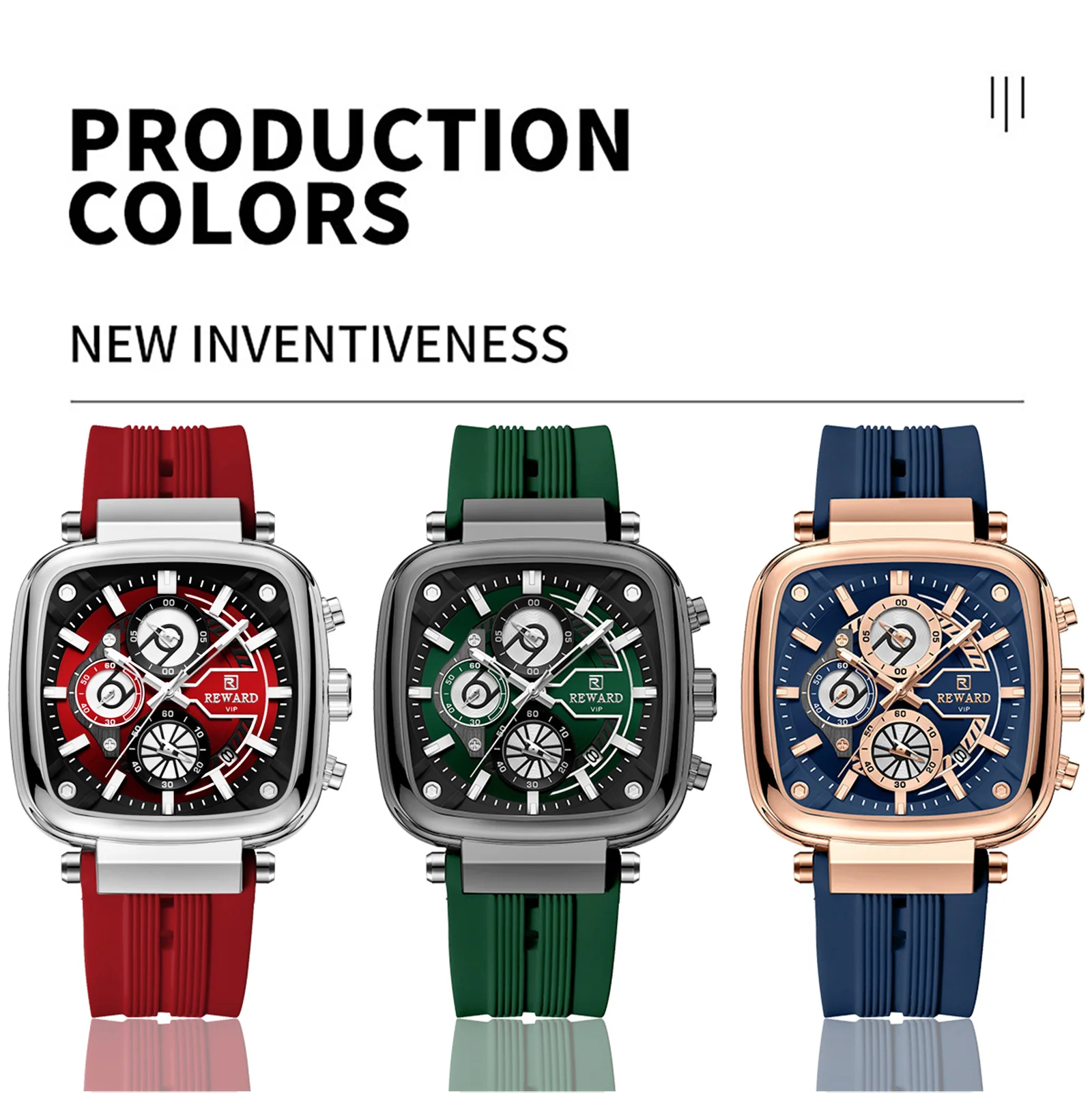 REWARD Casual Sport Quartz Man Watch Top Brand Luxury Red Watches Fashion Clock Man Silicone Strap