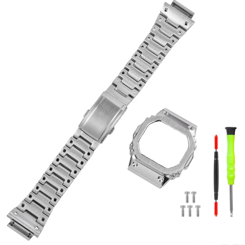 Modified DW-H5600 stainless steel case strap for Casio small block modified metal watch case trendy accessories men's set chain