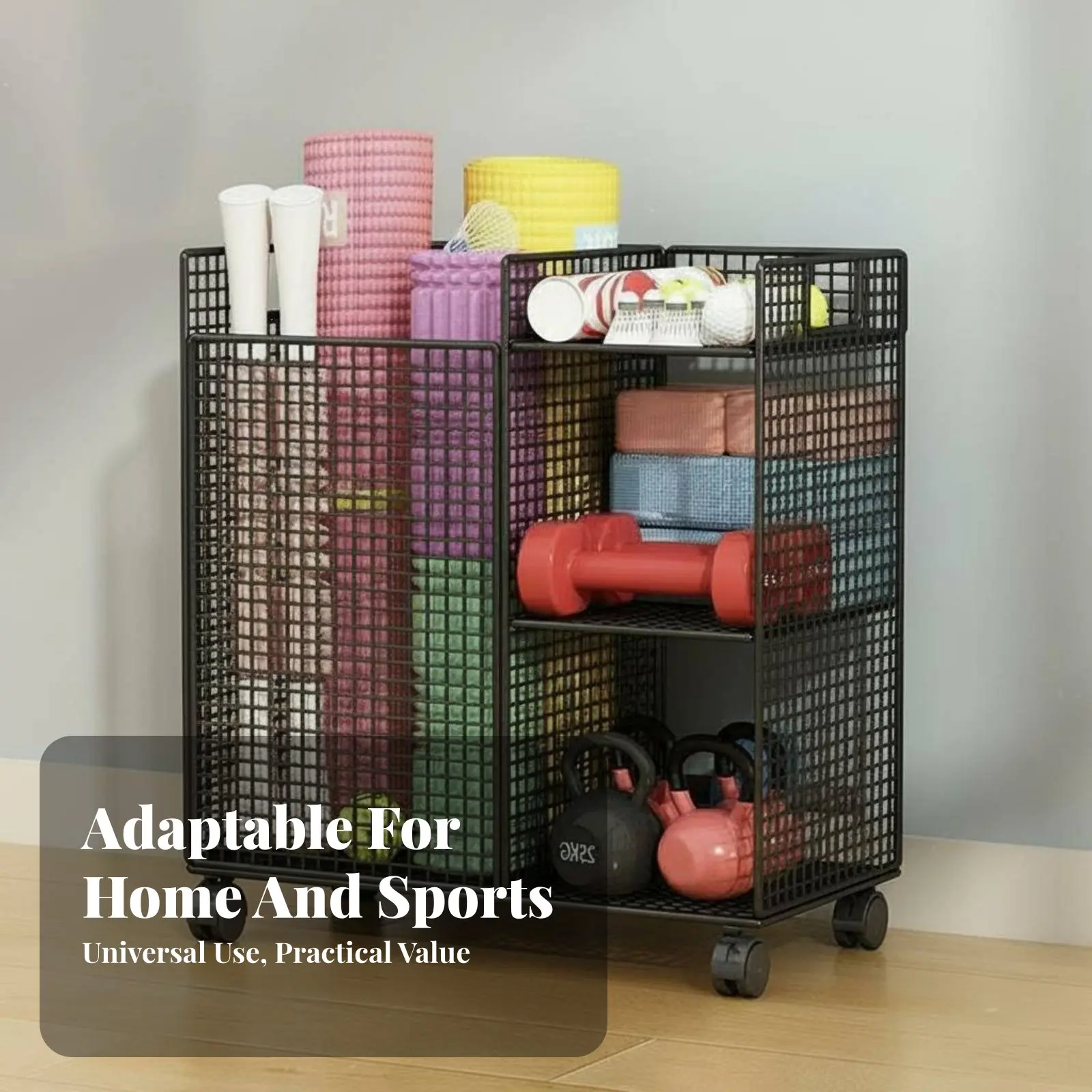 

Стойка для хранения ковриков для фитнеса: компактный дизайн, органайзер для домашнего спортзала, прочный и долговечный, для гаража