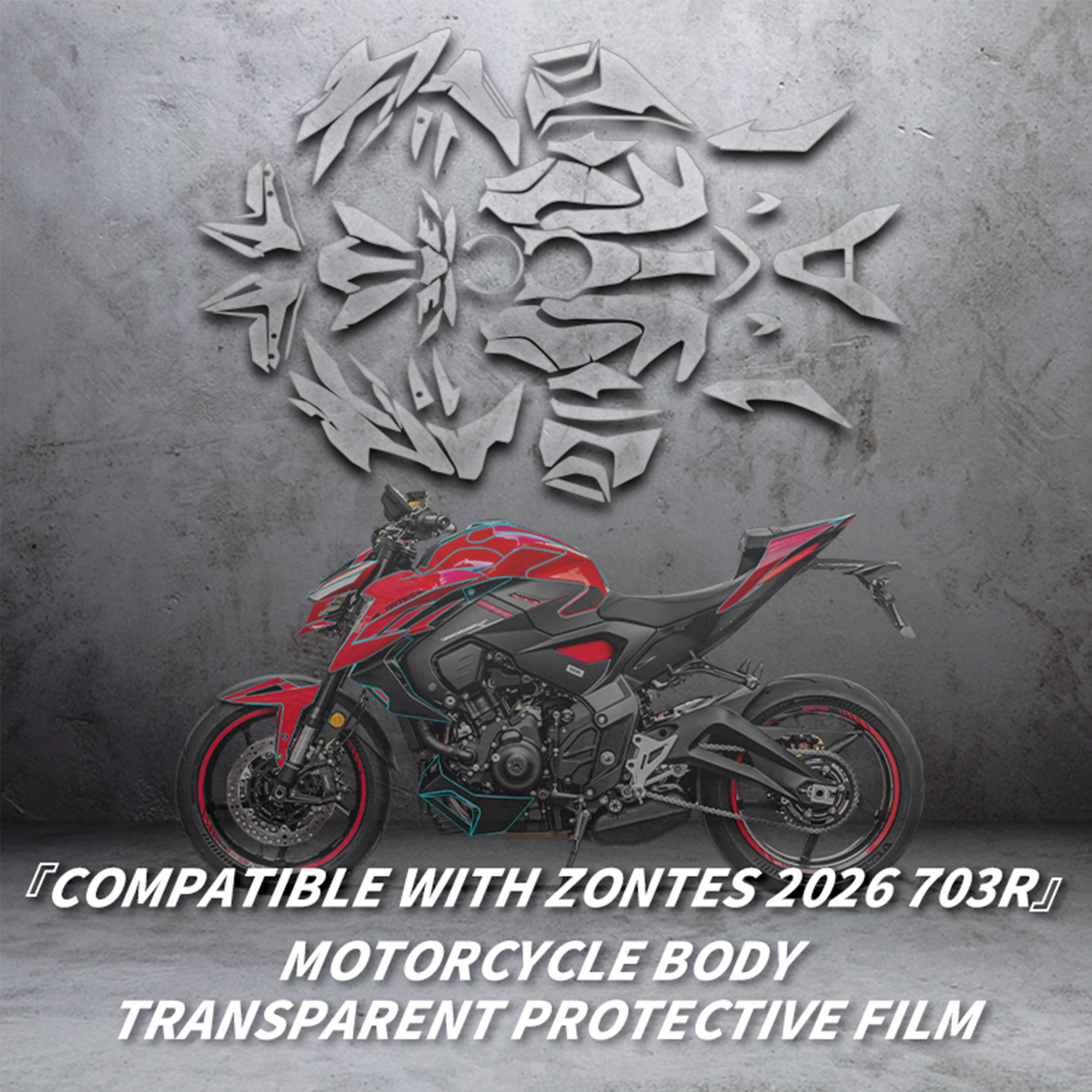 Motorcycle Fuel Tank Invisible Decal Compatible with 2025 2026 Zontes 703R TPU Clear Protective Sticker Glossy Paint Guard