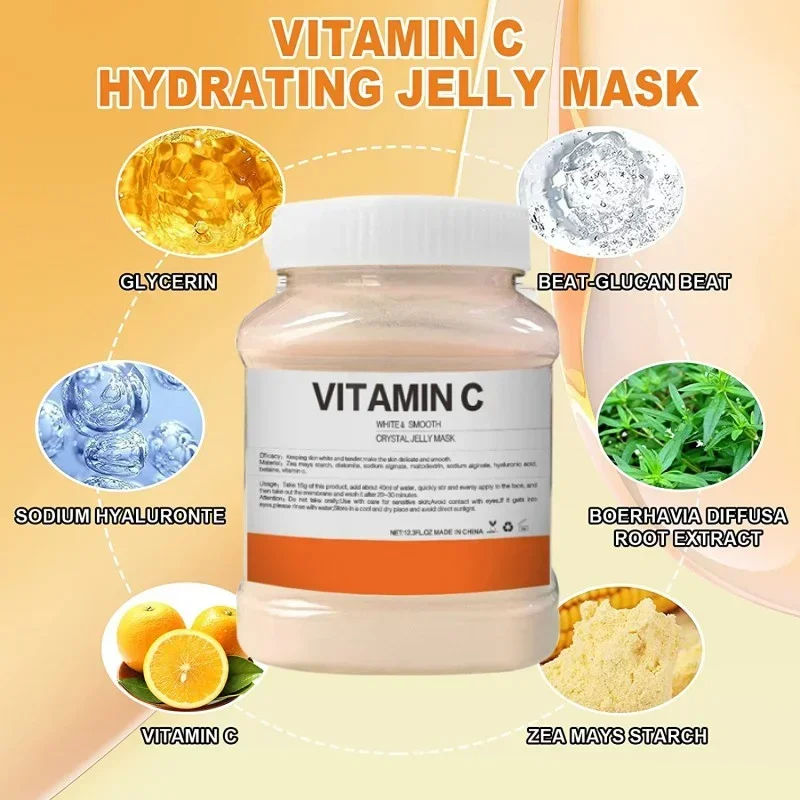 Mascarilla facial de gelatina con vitaminas C para SPA, polvo para estiramiento facial, nutritivo, exfoliante, lucha contra las líneas finas, suavidad, cuidado de la piel, bricolaje