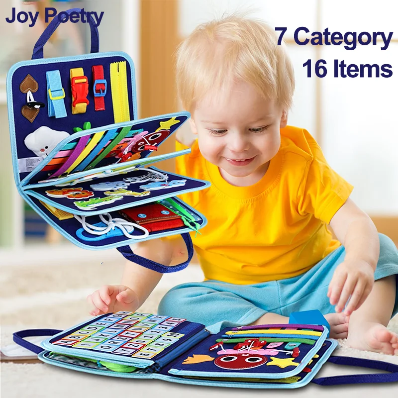 7IN1 Felt Busy Board Baby Photography Prop Educational Sensory Motor Skill Activity Developing Book Toddler Learning Cognitive