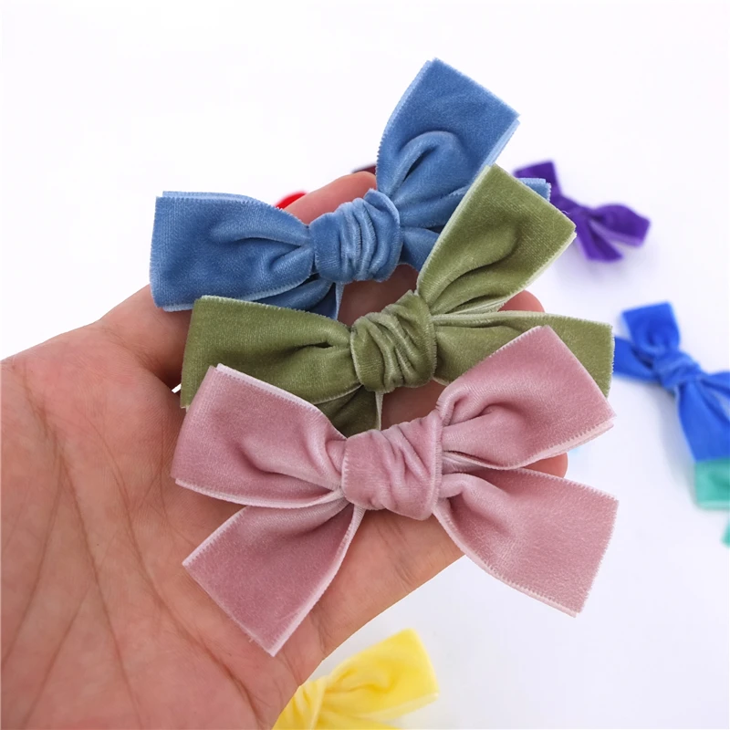 2 PCS Velvet Ribbon Bow Hair Clips for Baby Girls Toddlers Little Kids Hair Bow Lined Alligator Clips Hairgrips Accessories