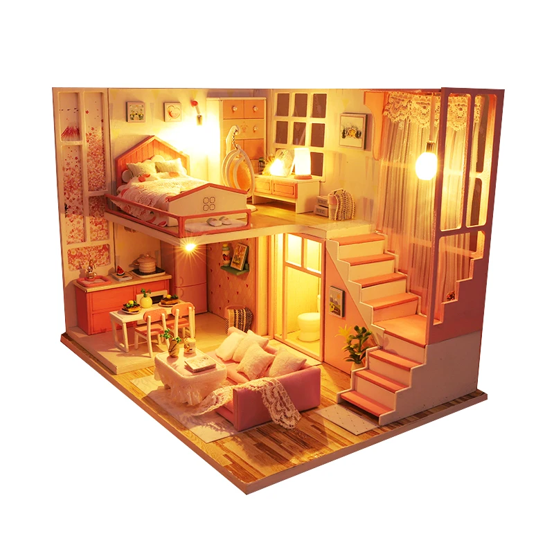 Unfinished 3D DIY Miniature Dollhouse Kit Craft DIY Toys Christmas Birthday Gift