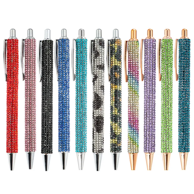

10 шт., шариковая ручка со стразами, чехол для пресса, студенческие офисные подарки, разноцветные шариковые ручки, канцелярские принадлежности