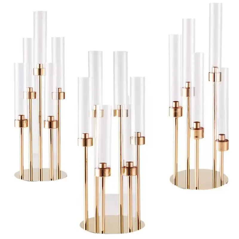 5/6 Luxury Gold Candelabrum with 5 Arms for Pillar Candles - Impressive Table Centerpiece for Any Occasion