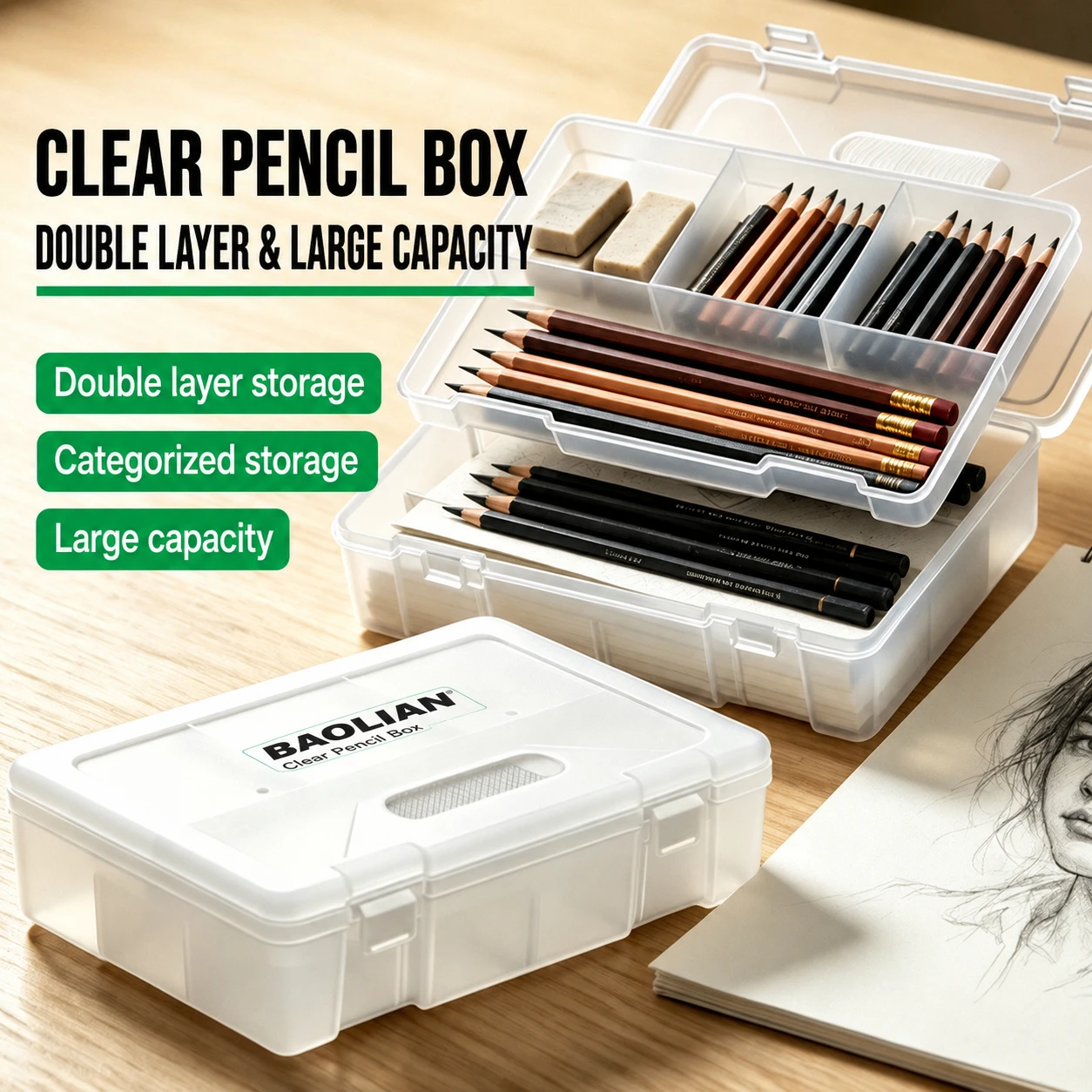 Translucent Bookmarks Organizer Pen Kit Large Capacity Lightweight for School Supplies Included Penccase Box for Storage Room