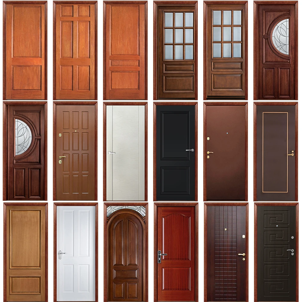 

3D Realistic Wood Design Door Sticker Wallpaper PVC Removable Oriental Chinese Style Red Wood Printed Door Decoration Stickers