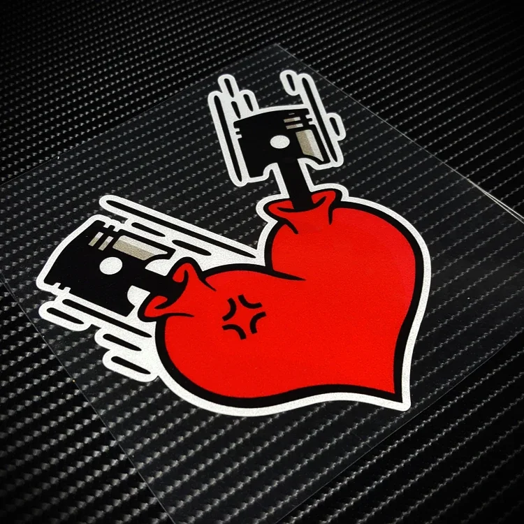 Calcomanía de vinilo con diseño de coche de dibujos animados para JDM japonés Beats Heart Motor Bike Laptop teclado pegatina