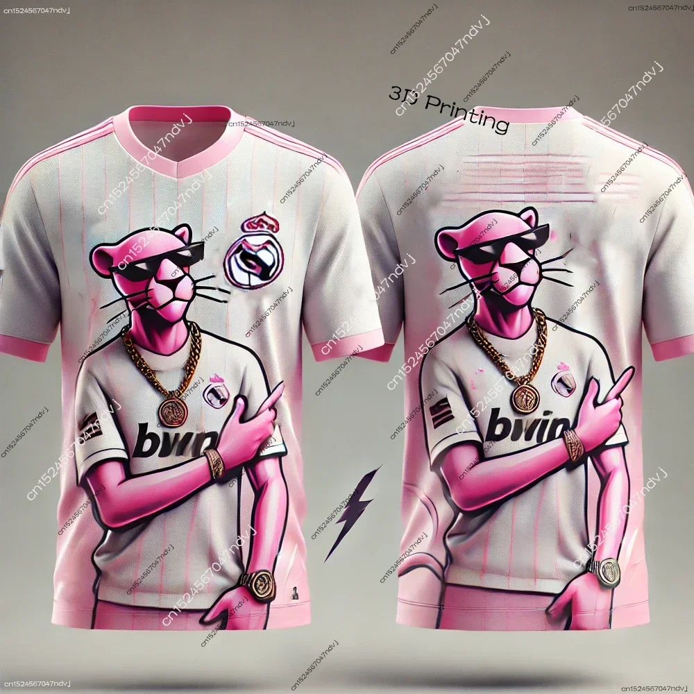 

Pink Panther 3D Print Sports Quick Dry Breathable Men T-shirt Spanish Football Jersey Parent-child Outfit Boy Girl Short Sleeve