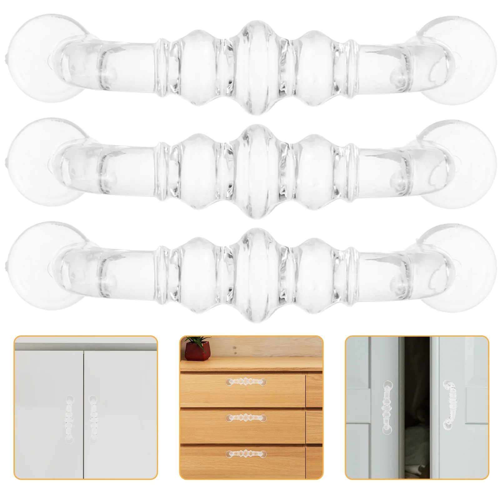 

4Pcs Acrylic Door Handles Modern Cabinet Pulls Smooth Surface Furniture Grip for Drawer Cupboard Door Handle Drawer Handle