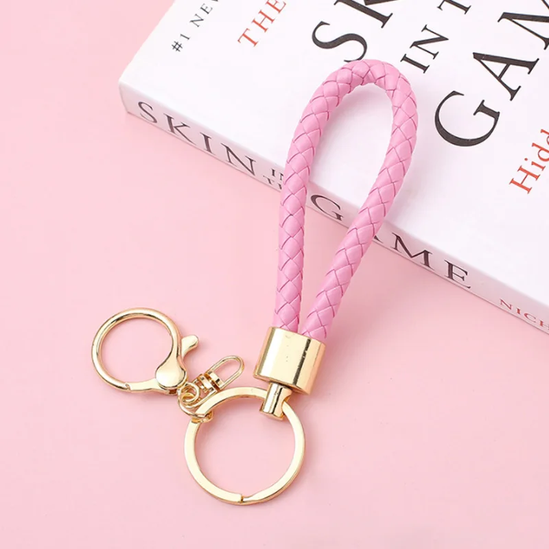 Pu Leather Braided Rope Keychain For Women Men Woven Rope Keyring DIY Bag Pendant Keyring Car Key Holder Trinket Jewelry Gift