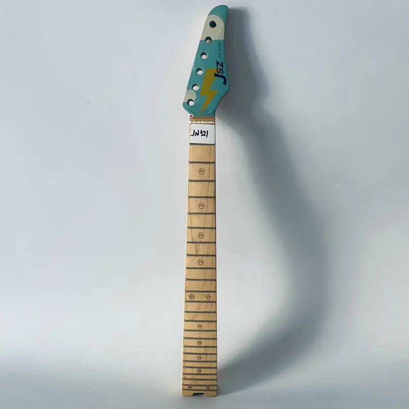 

jN521 Mini Electric Guitar Neck Semi Finishing 24 Frets Shorts Scales Length with Paints Damages for Replace