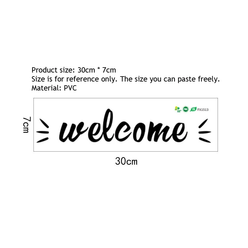 English Alphabet Welcome Wall Sticker For Door Living Room Background Decoration Mural Creative Pattern Home Welcome Art Decals