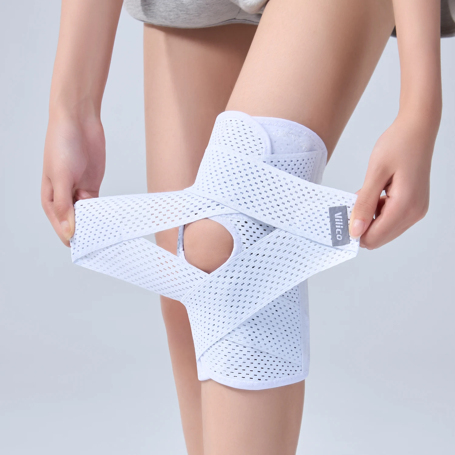 Adjustable Knee Brace Support, Breathable Mesh Knee Sleeve with Spring Stabilizers Open‑Patella Knee Protector for Men Women Dai