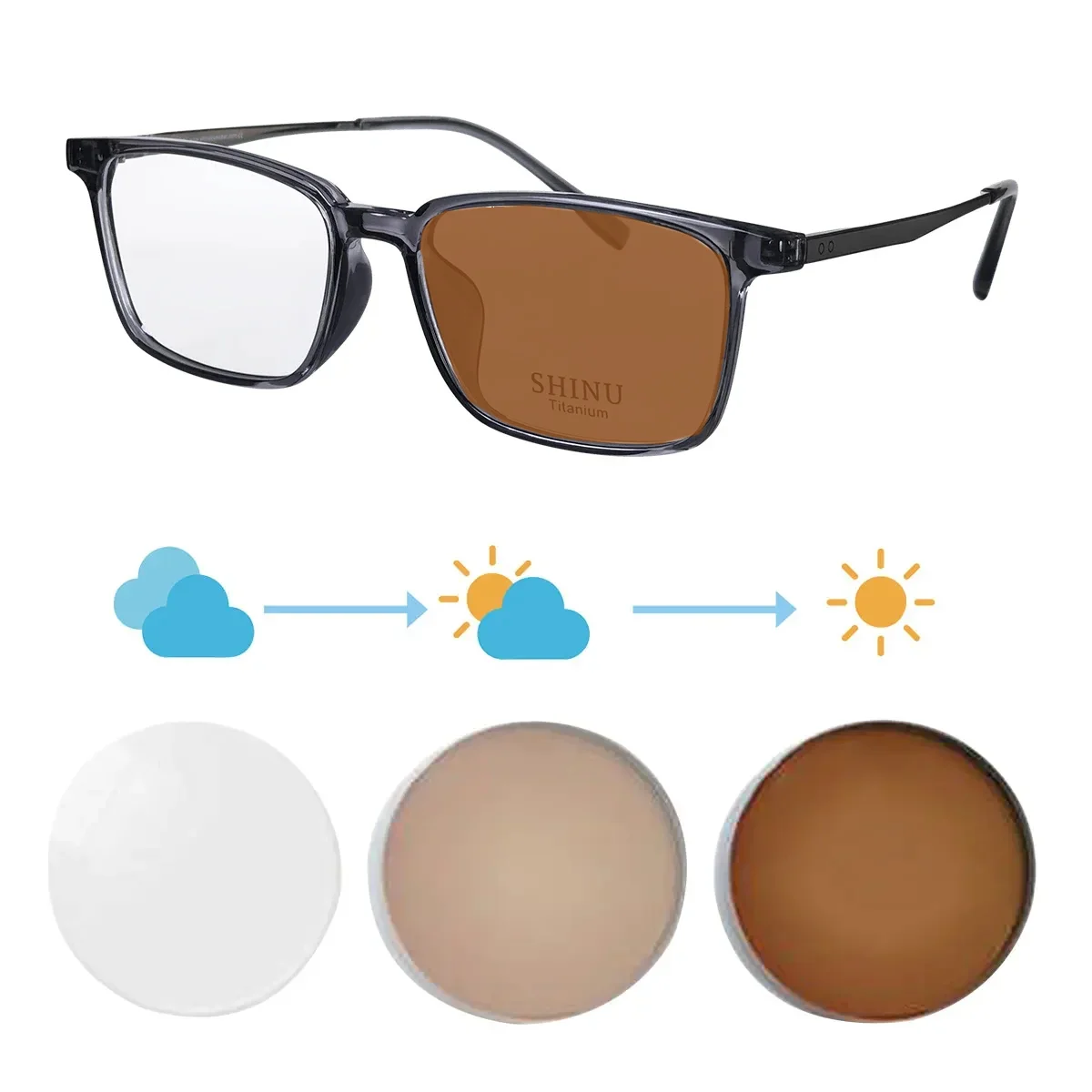 SHINU Photochrome Multifokalbrille Nah- und Fernbrille mit Titanrahmen für Herren Intelligente progressive Gläser – Detail 15