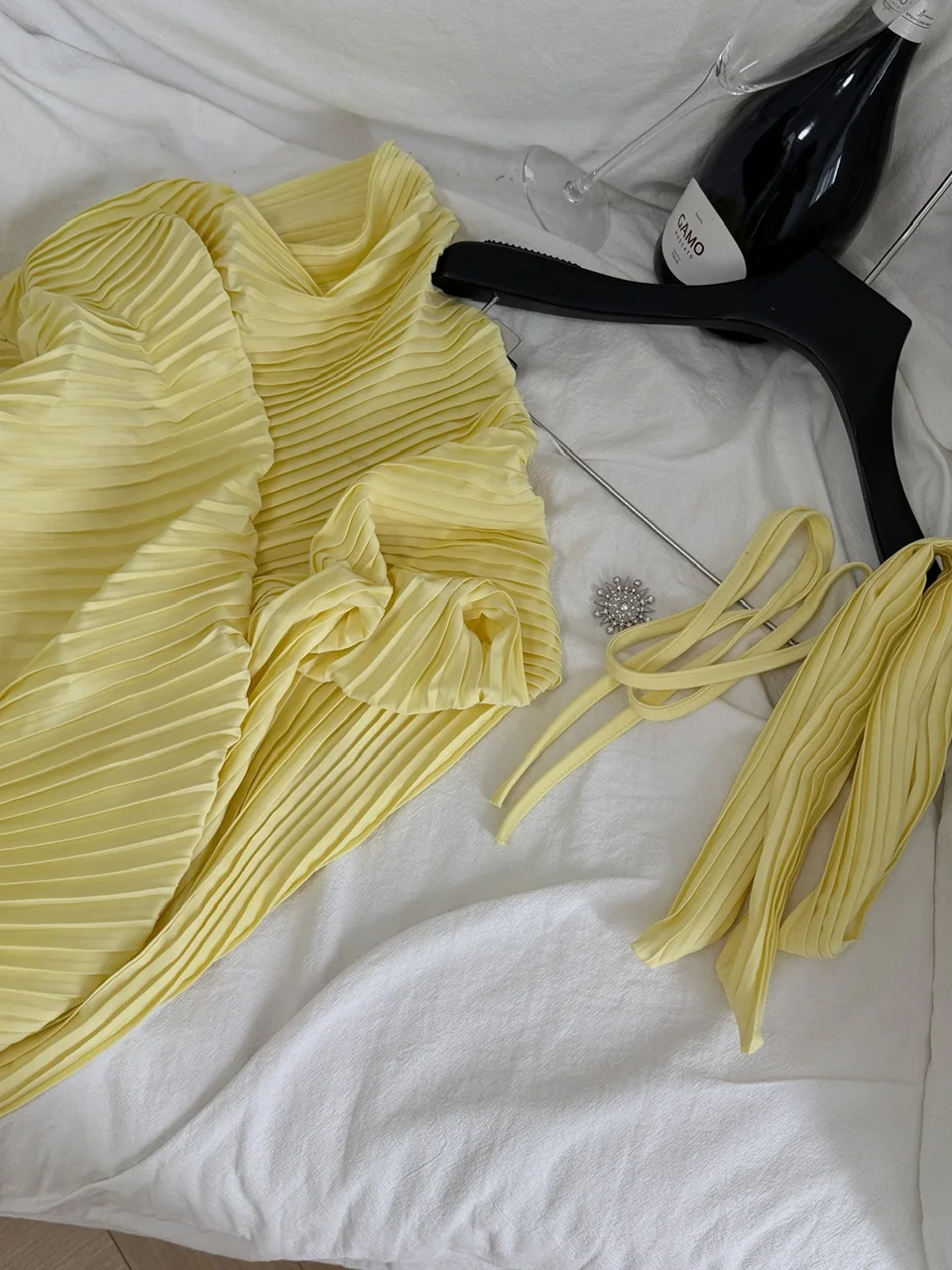 

Summer Yellow Sexy Diamond Embellied Strapl Gown Women's Holiday Sle ort Skirt Vest Top Polyester Fiber Loose Fit
