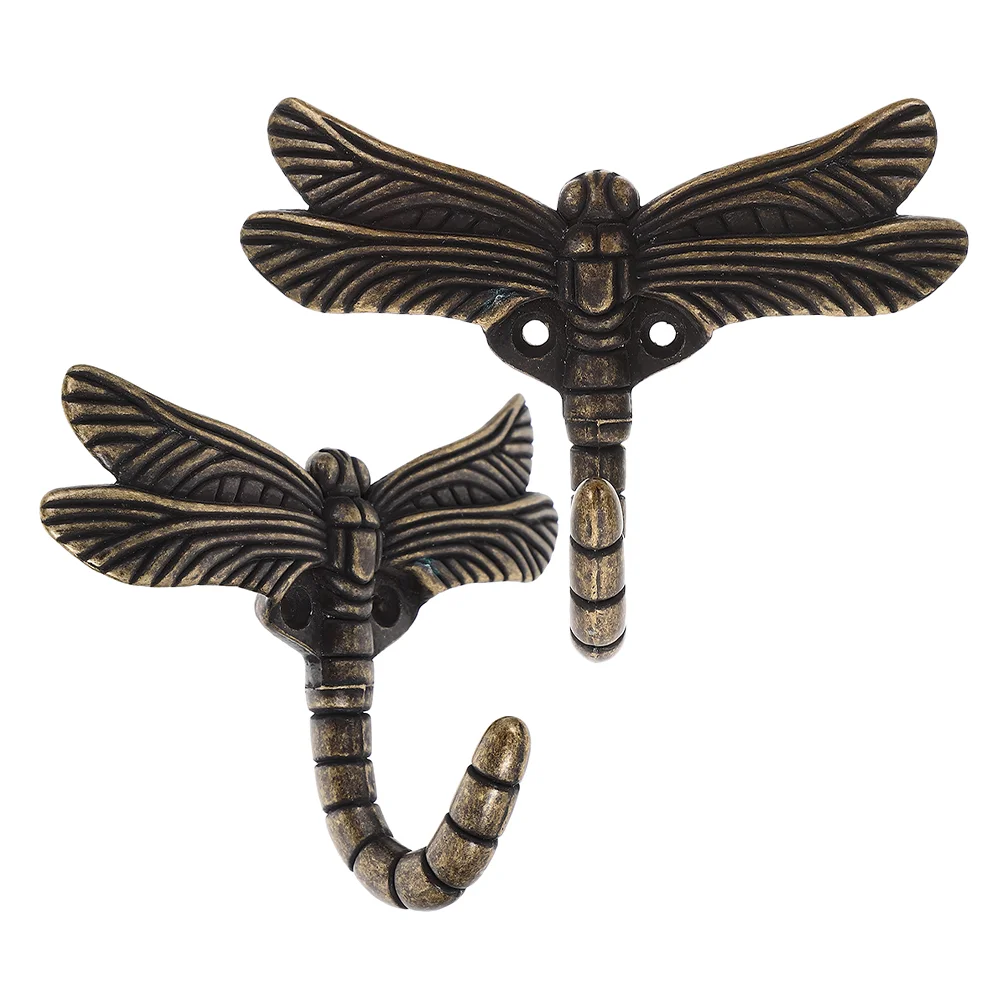 

2 Pcs Dragonfly Clothes Hook Chinese Wall Hooks Hanger Vintage Key Zinc Alloy Unique Kitchen Toy Hangers