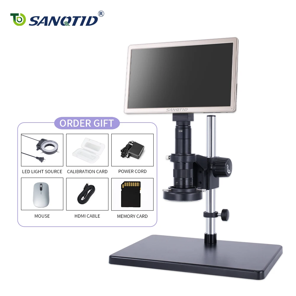 SANQTID 2K Screen LCD Display Electron Microscope 1920x1080P Resolution 0.7-4.5X Magnification LED Illumination IP55 Protection