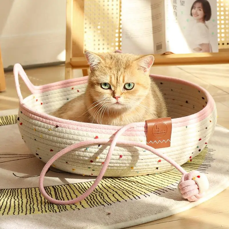 

Кошачье гнездо из грубой ткани из ротанга, зимнее теплое гнездо для домашних животных, устойчивая к царапинам и износу доска для кошек