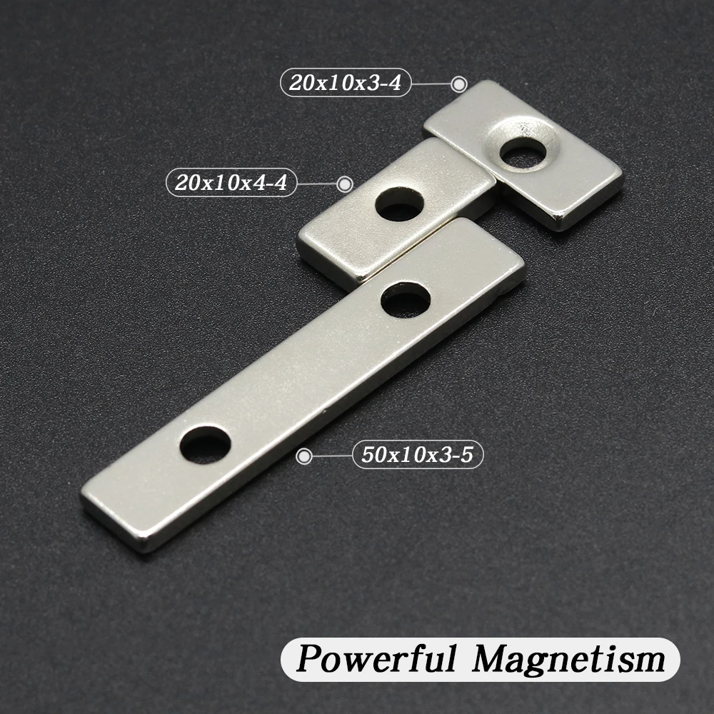 N35 Neodymium Magnet 20x10x3-4,20x10x4-4,50x10x3-5mm NdFeB Block Super Powerful Strong Permanent Magnetic imanes with hole