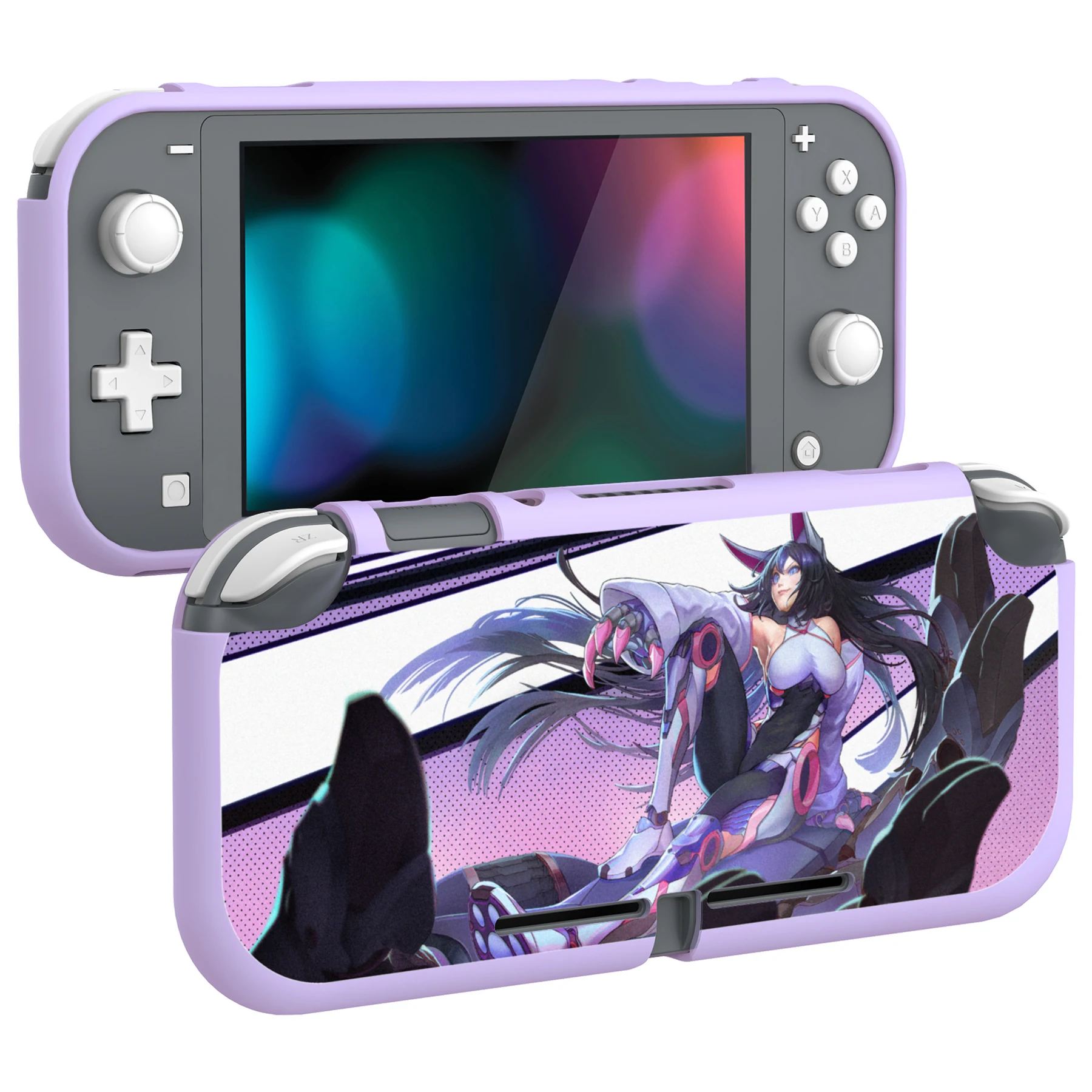 

PlayVital TPU Slim Protective Case for NS Switch Lite, Cute Pattern Custom Soft Cover - Neko Mecha