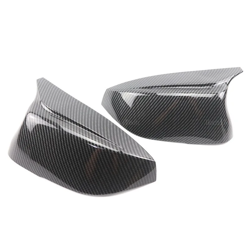 

Sporty Gloss Black Carbon Fiber Mirror Covers for Infiniti Q50 Q60 Q70 - Bullhorn Style Replacement Housing for Aggressive Look