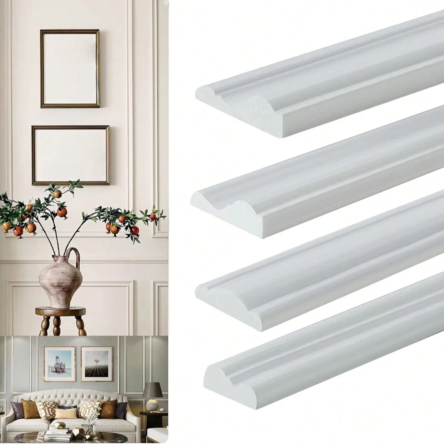 1PC 1/3meters Wall Decoration Molding Trim, Flexible Strip for Mirror Frame, Chair Rail Moulding, Wall Protection and Home Decor