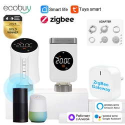 Tuya Zigbee วาล์วหม้อน้ํา Thermostatic Zigbee Thermostat Intelligente Thermostat สมาร์ทวาล์วหม้อน้ําเครื่องทําความร้อนบ้าน Alexa Google