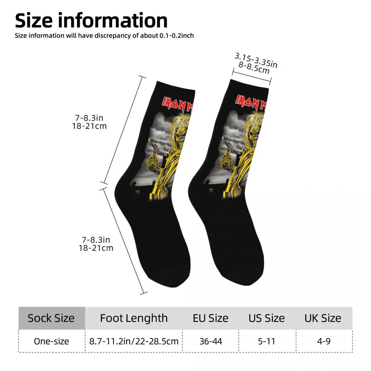 Iron Maidens Socks Funny Stockings Men Medium Soft Outdoor Sports Socks Autumn Graphic Anti Slip Socks