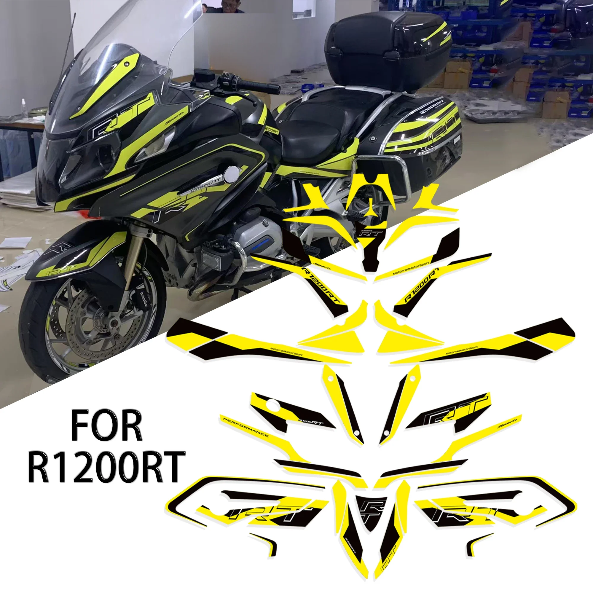 For BMW R1200RT Fairing Fender Trunk Luggage Cases Protector Tank Pad Grips Kit Knee Wheels 3D Adhesive Stickers Decals