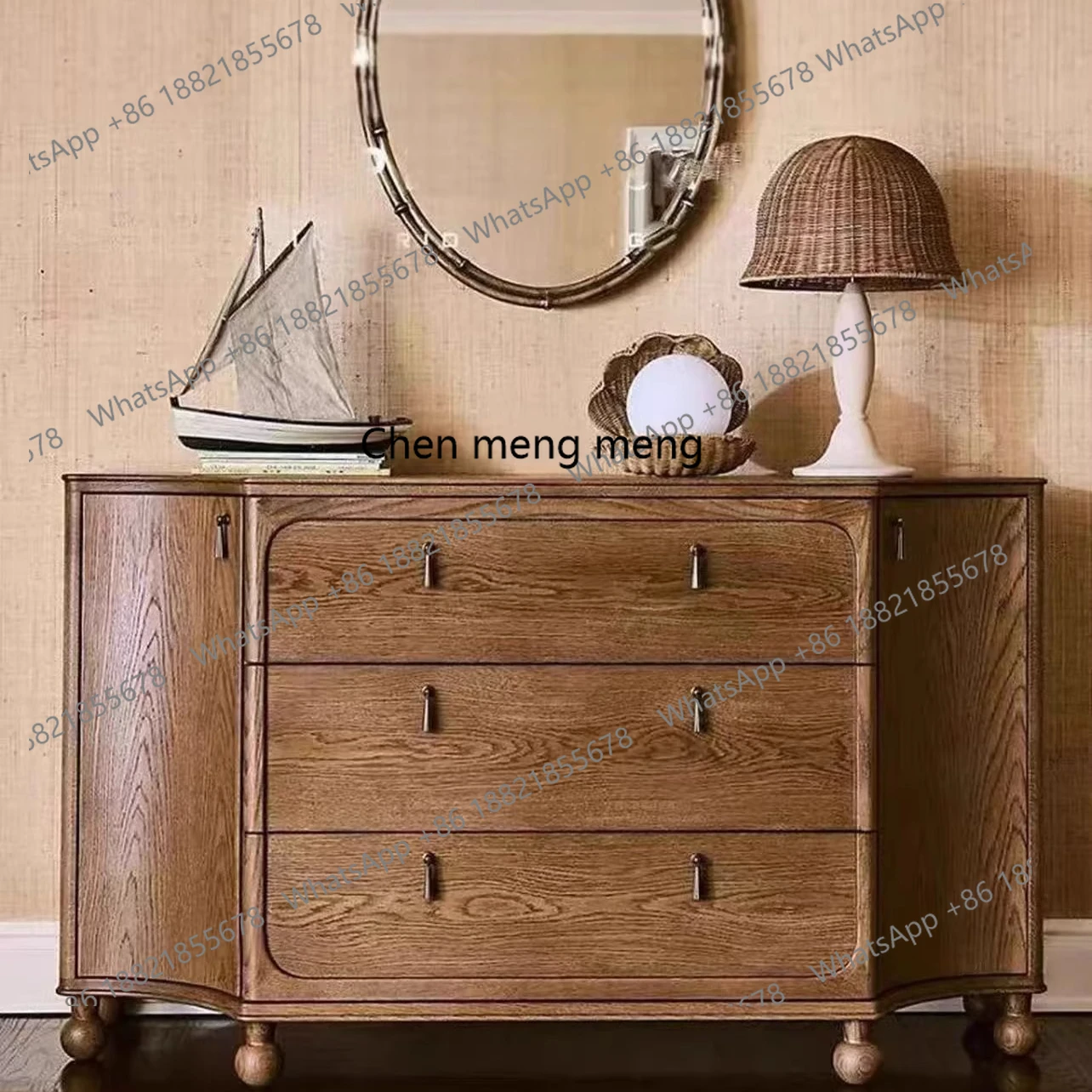 

American medieval entrance chest, bedroom storage against the wall cabinet, French display side cabinet