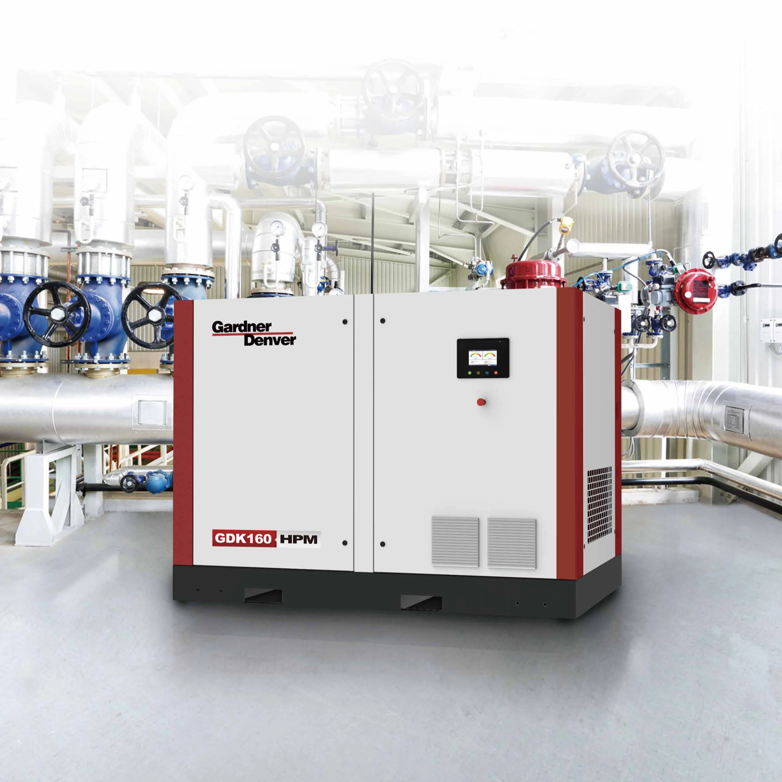 GDK Series 90-160kW Permanent Magnet Variable Frequency Drive Screw Air Compressor IE5 High Efficiency