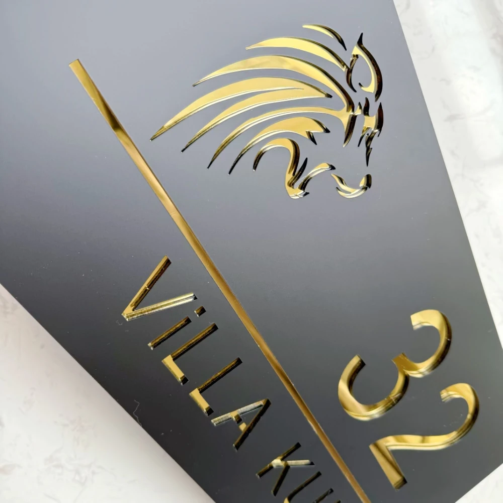 Modern Acrylic Outside House Number Exterior Door Plate Customize Icon Letter Family Name for Apartment Hotel Mailbox Villa Shop