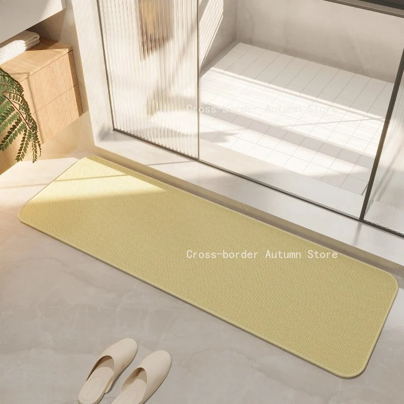 Imitation linen bathroom floor mat, non-slip floor mat at the door of the bathroom, bathroom entrance carpet 50×80cm