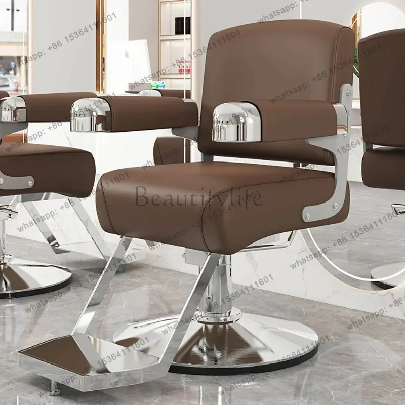 LJY Modern Comfortable Barber Chair Aesthetic Vintage Elastic Delicate Salon Chair Stylist Ergonomic Silla Barberia Salon Furnit