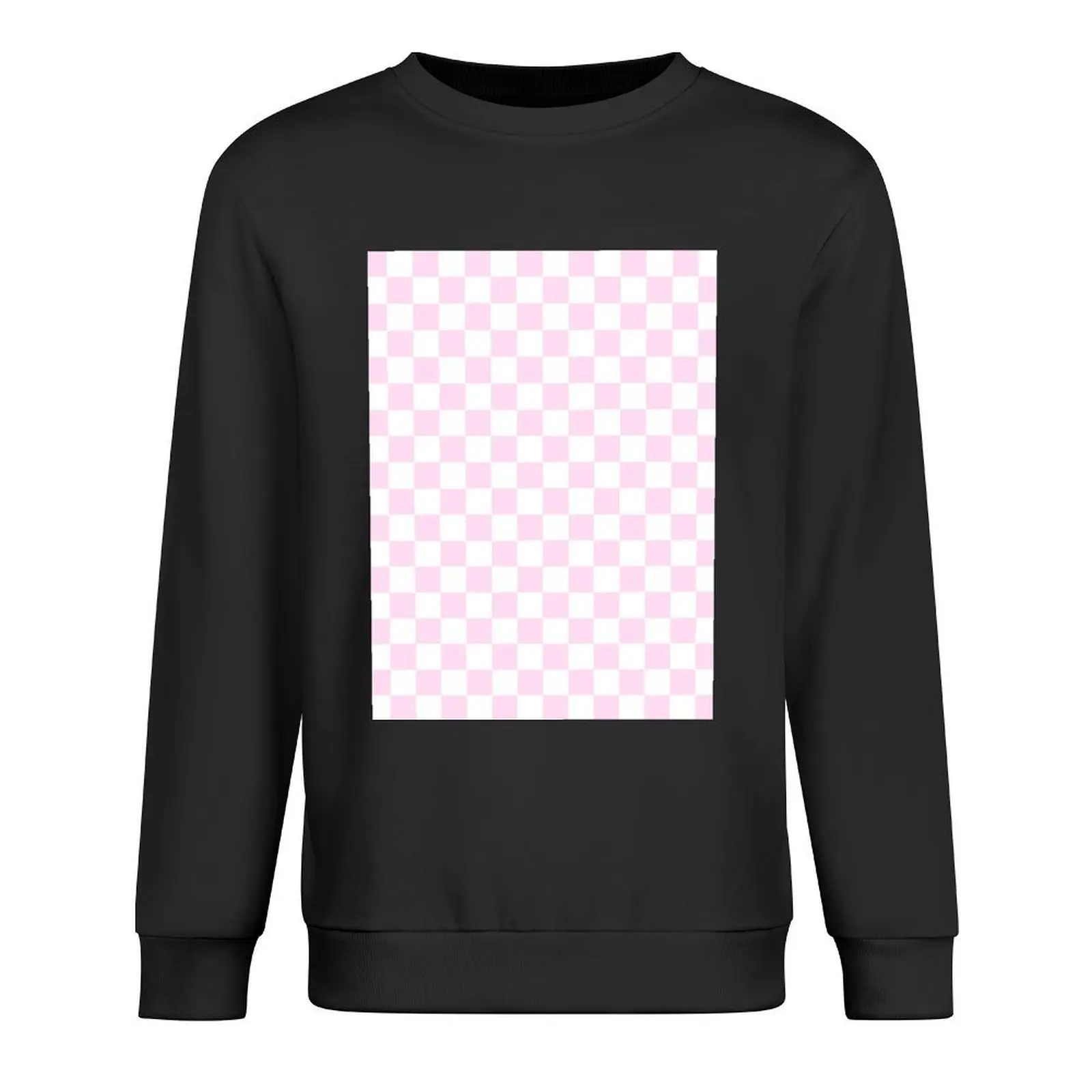 

Girly Pink And White Checkerboard Pattern Pullover male clothes autumn new products men clothes anime sweatshirt